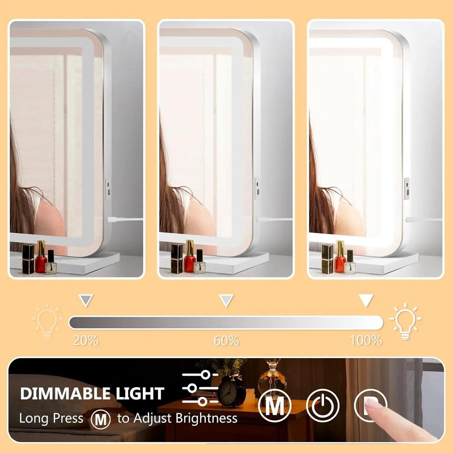 23x18 Inch Vanity Mirror With LED Three Color Dimmable Lights from PriceLows™