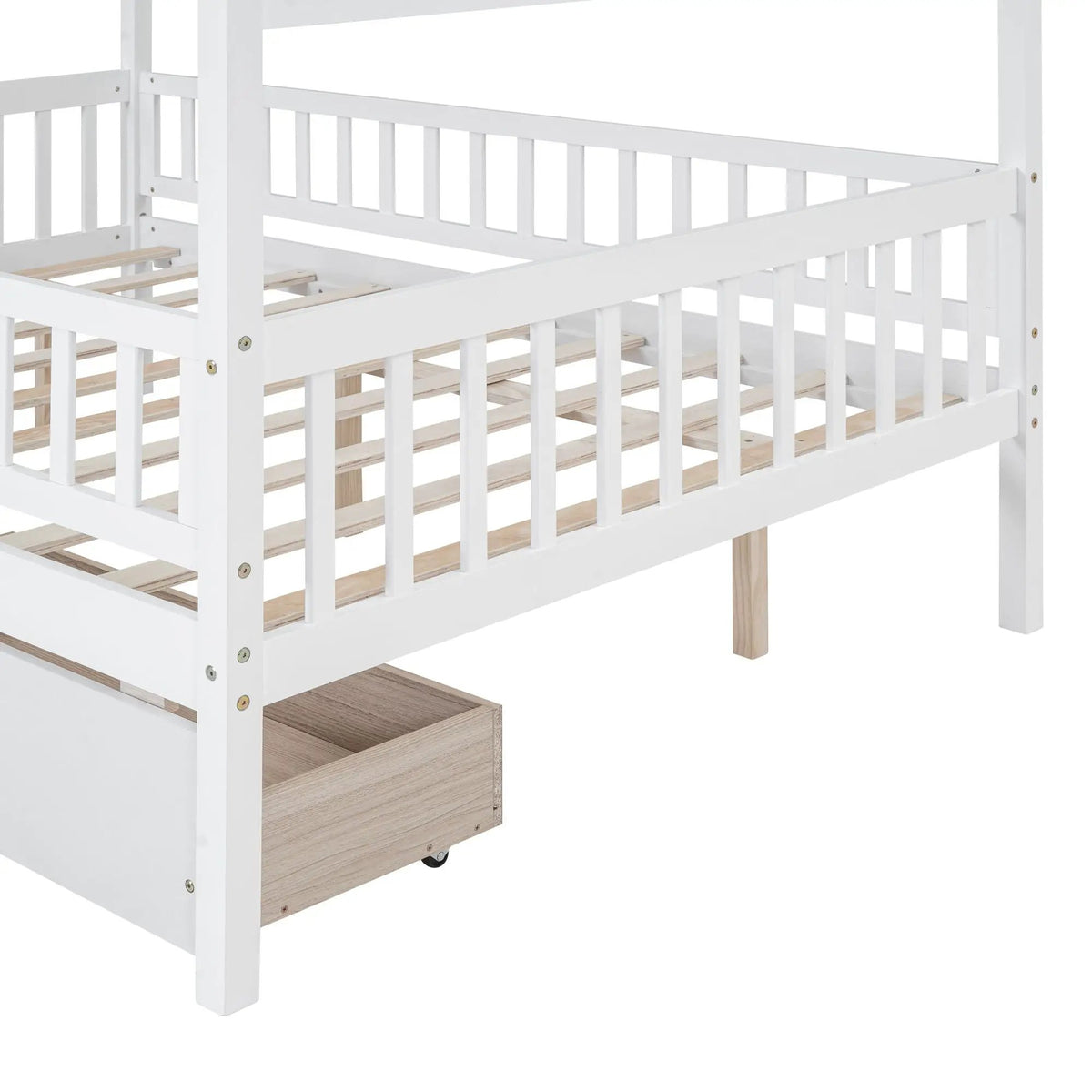 Kids House Bed With 2 Drawers | Sky Roof Design | Classic House Shape | 62.9 Inch Height