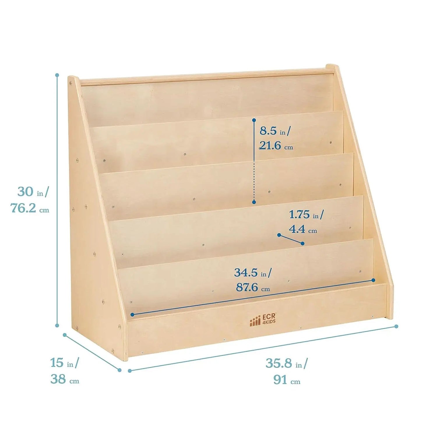 Natural Wood Single Sided Book Display Classroom Bookshelf from PriceLows™