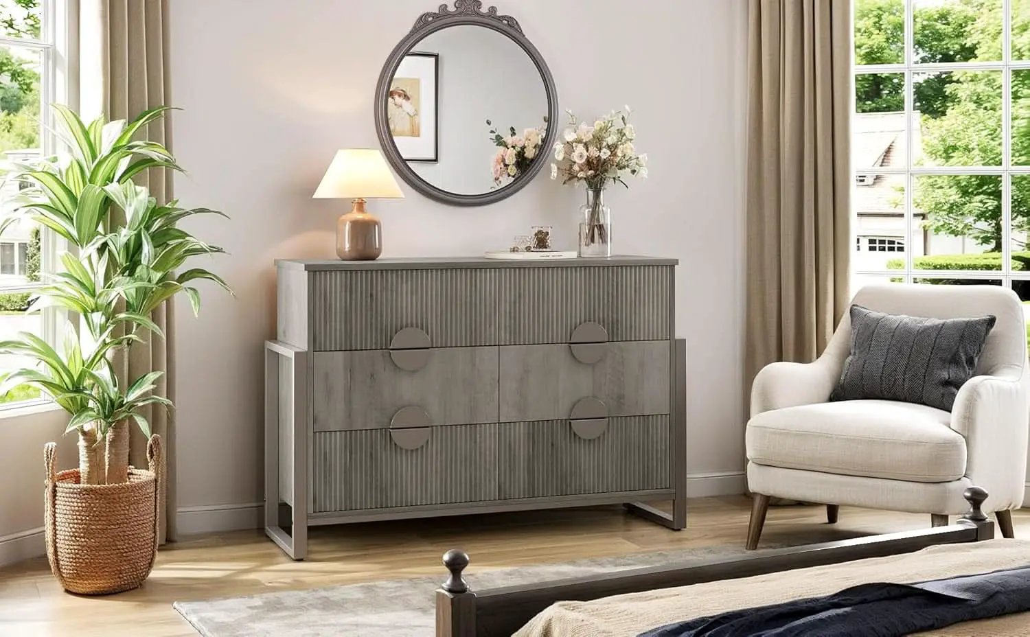 Slate Gray Dresser Semicylinder Drawer Fronts FiftyInches from PriceLows™