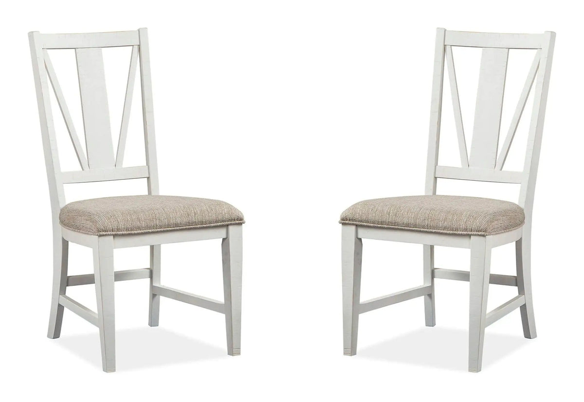 Heron Cove Dining Side Chair With Upholstered Seat (Set of 2) | 23.25 x 19.75 x 40 in | Veneer & Wood | Chalk White