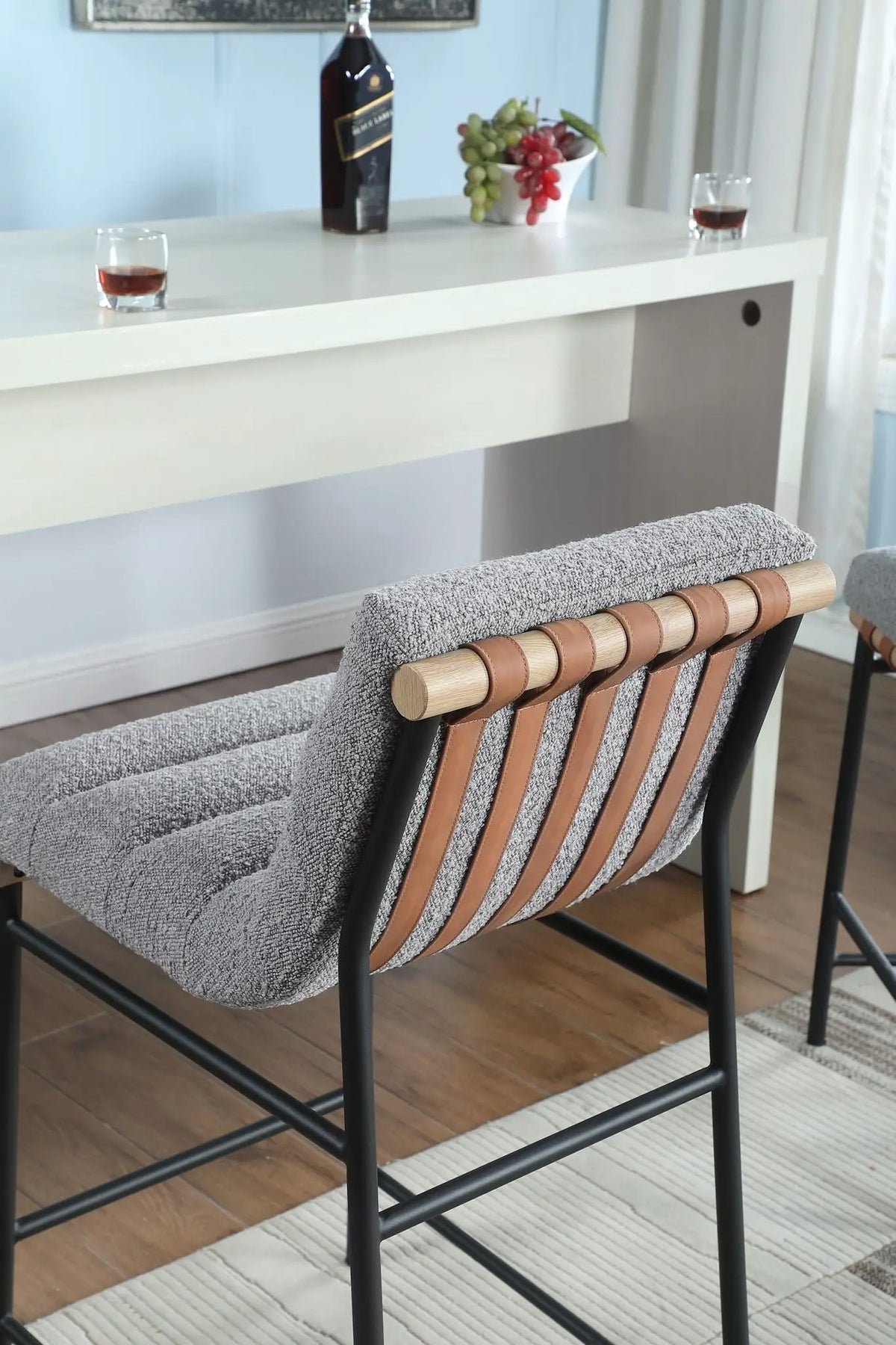 Lahni Boucle Counter Height Chair | 17 Inch Seat Width | Fabric Upholstery | Modern Design