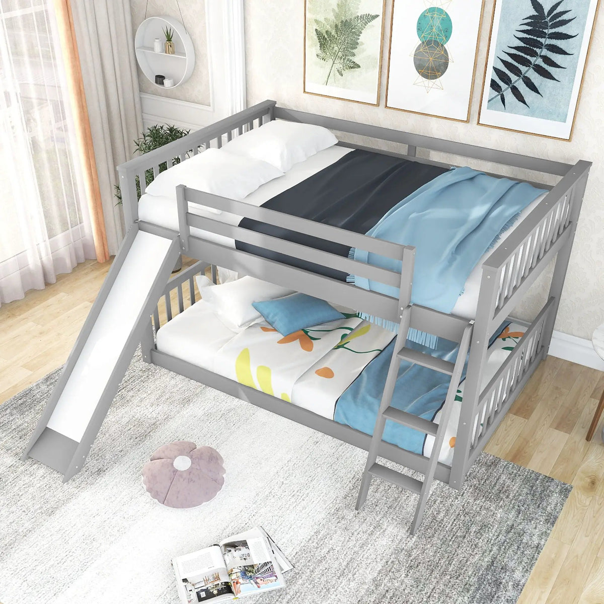 Bunk Bed | Convertible Slide And Ladder | Solid Pine Wood | Easy Access Design