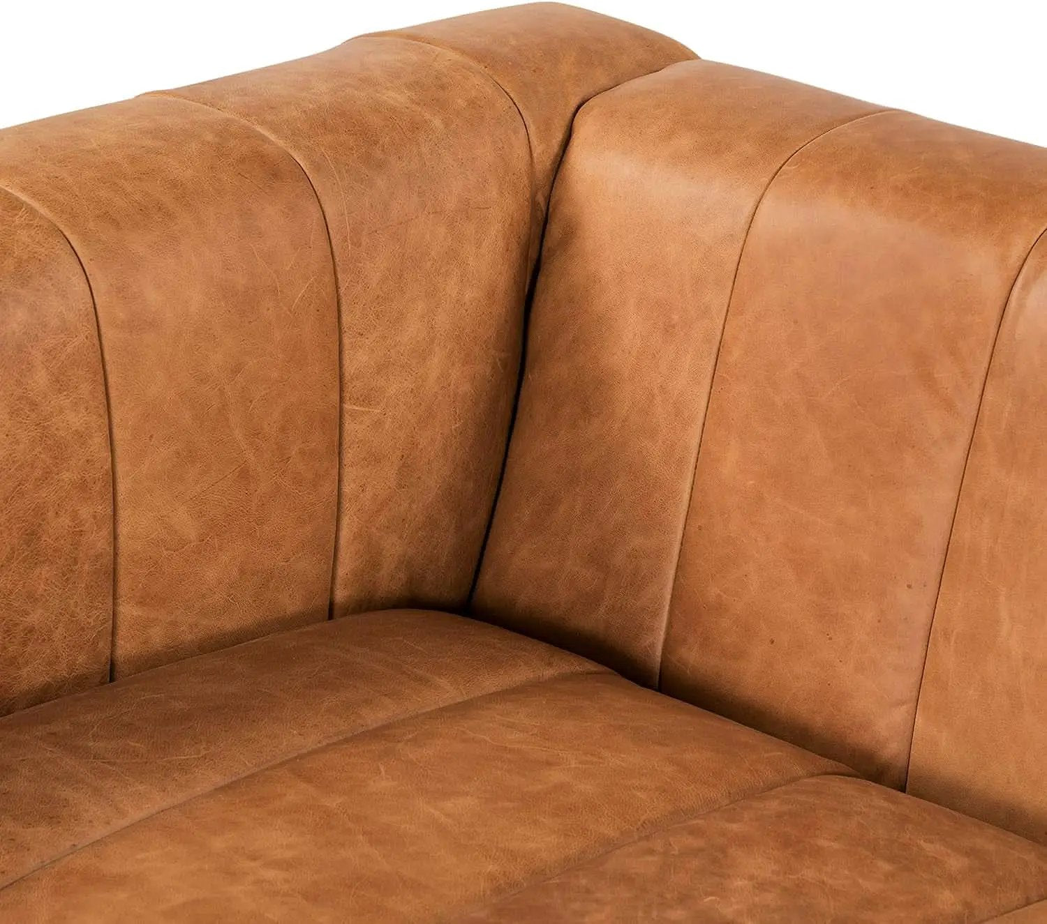 Canale 86 Inch Sofa Full Grain Italian Leather Cognac Tan from PriceLows™