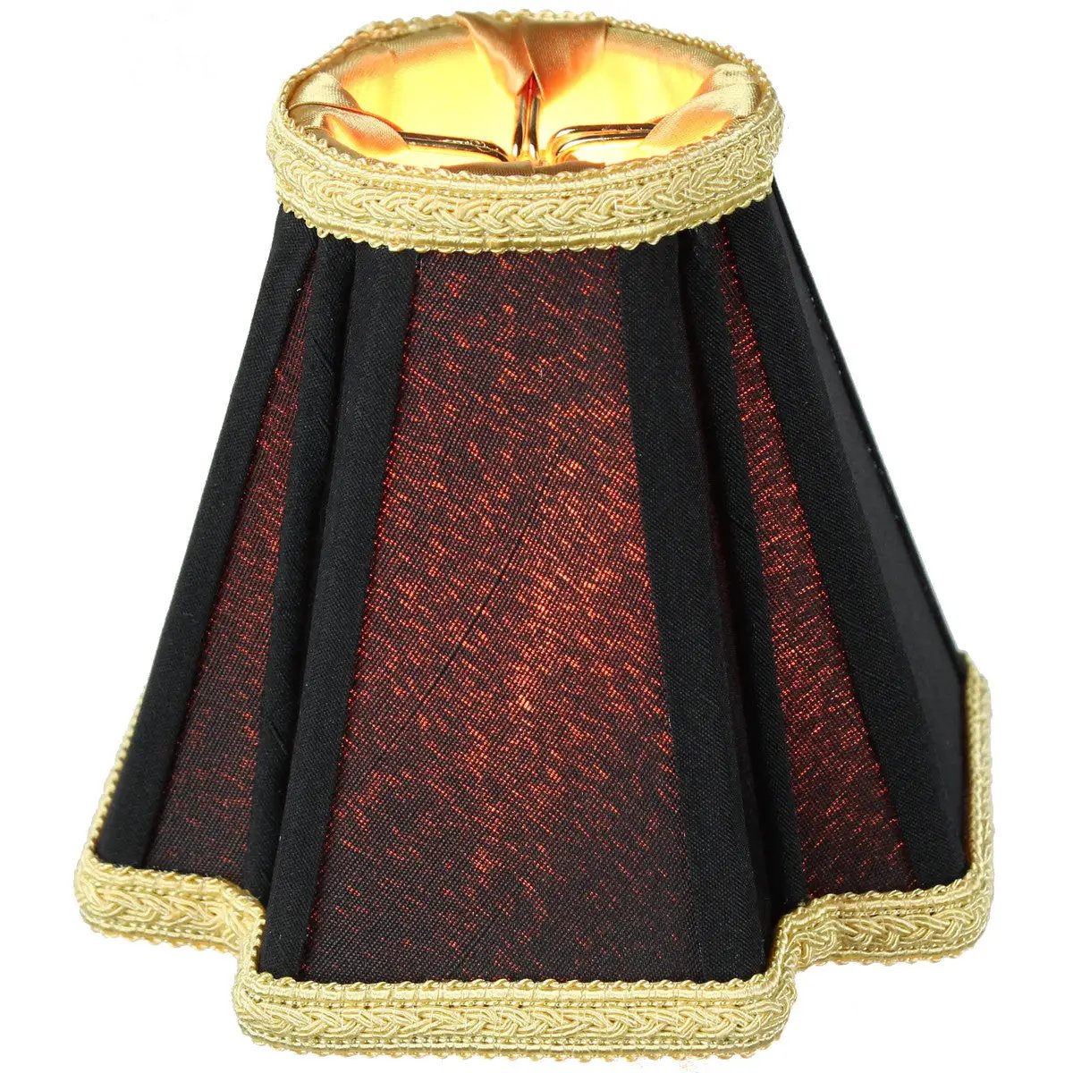 Clip On Lamp Shades | 5 Inch Square | Black With Gold Liner | Set Of 6