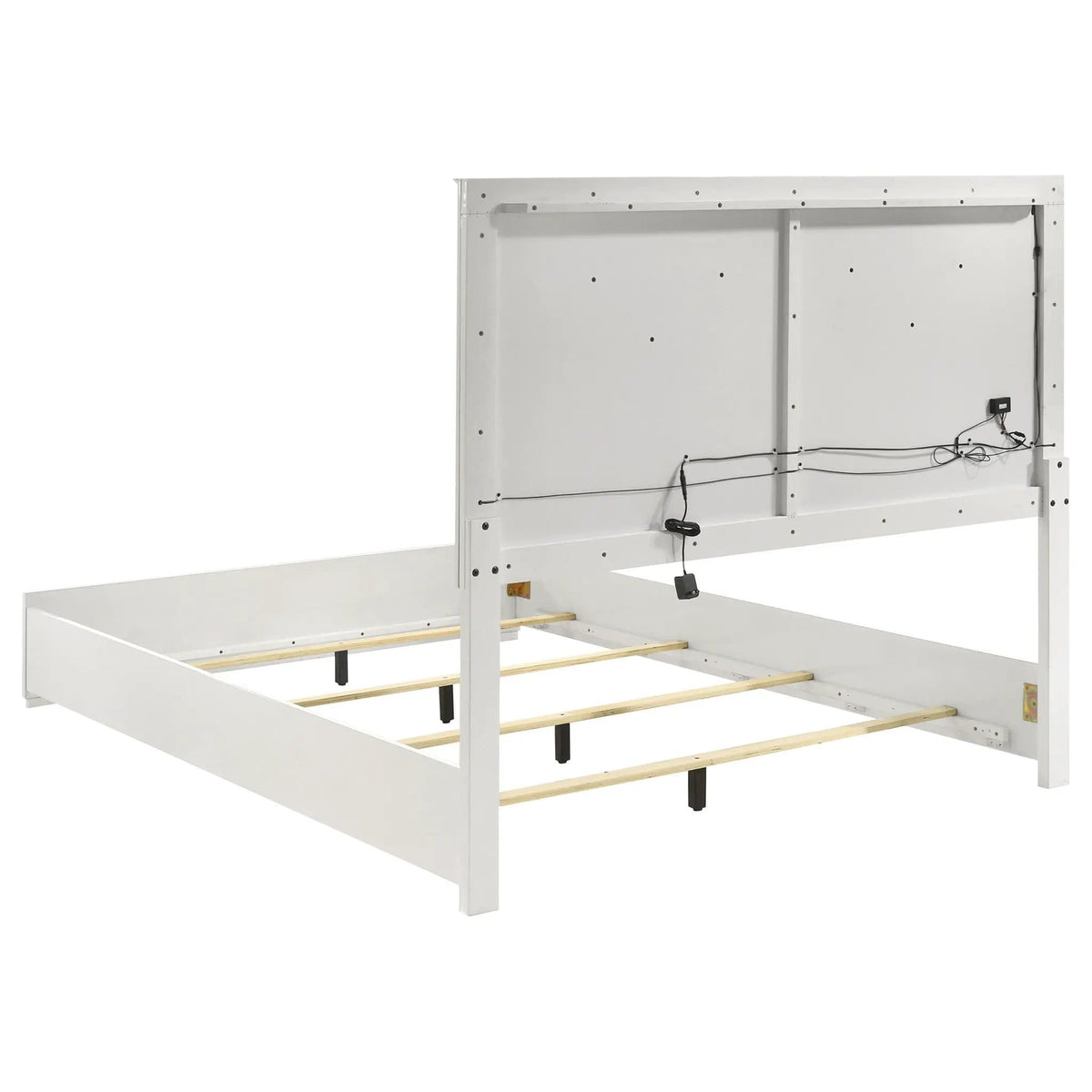 Ives Queen Panel Bed LED Headboard White High Gloss | 63.5 x 83.5 x 56.75 in | Bedroom Furniture | Bedroom