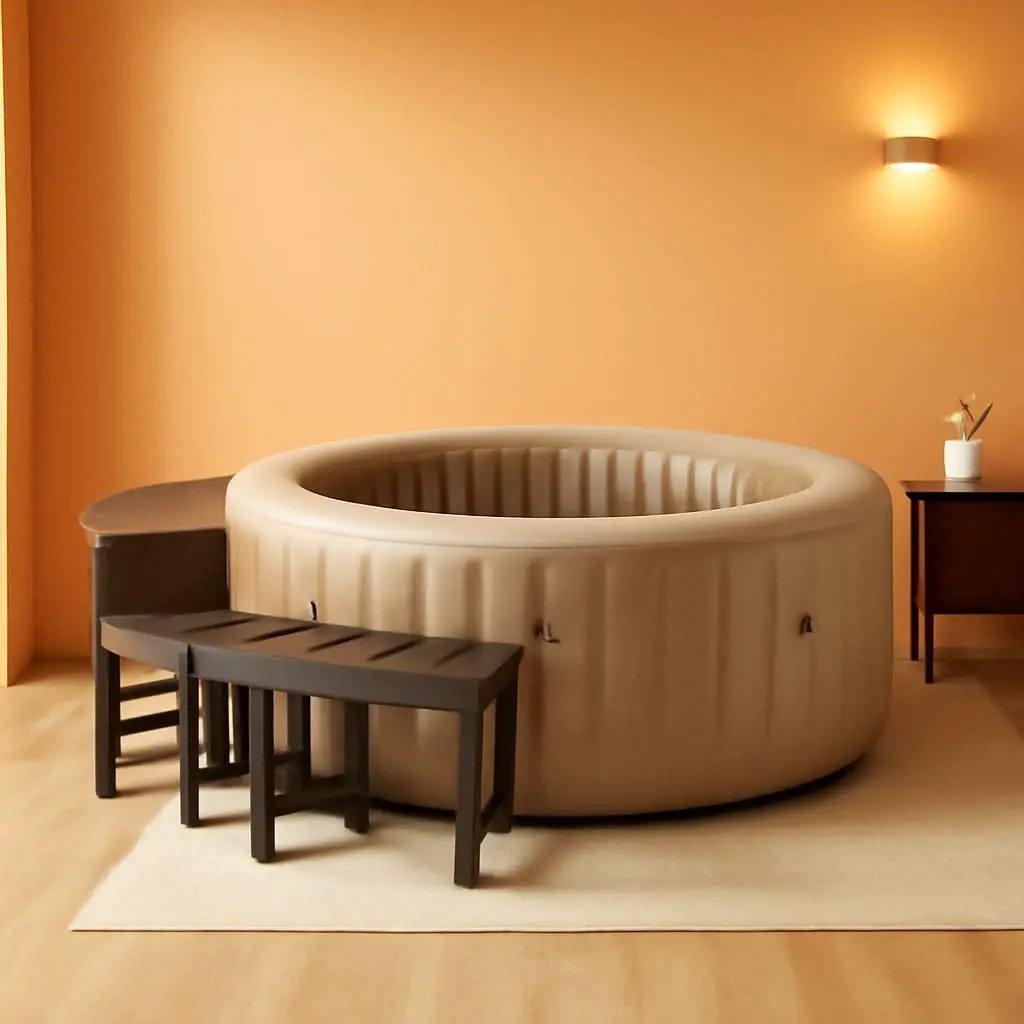 Two Medium Height PureSpa Benches For Four Person Spas Featuring Curved Seating Set from PriceLows™