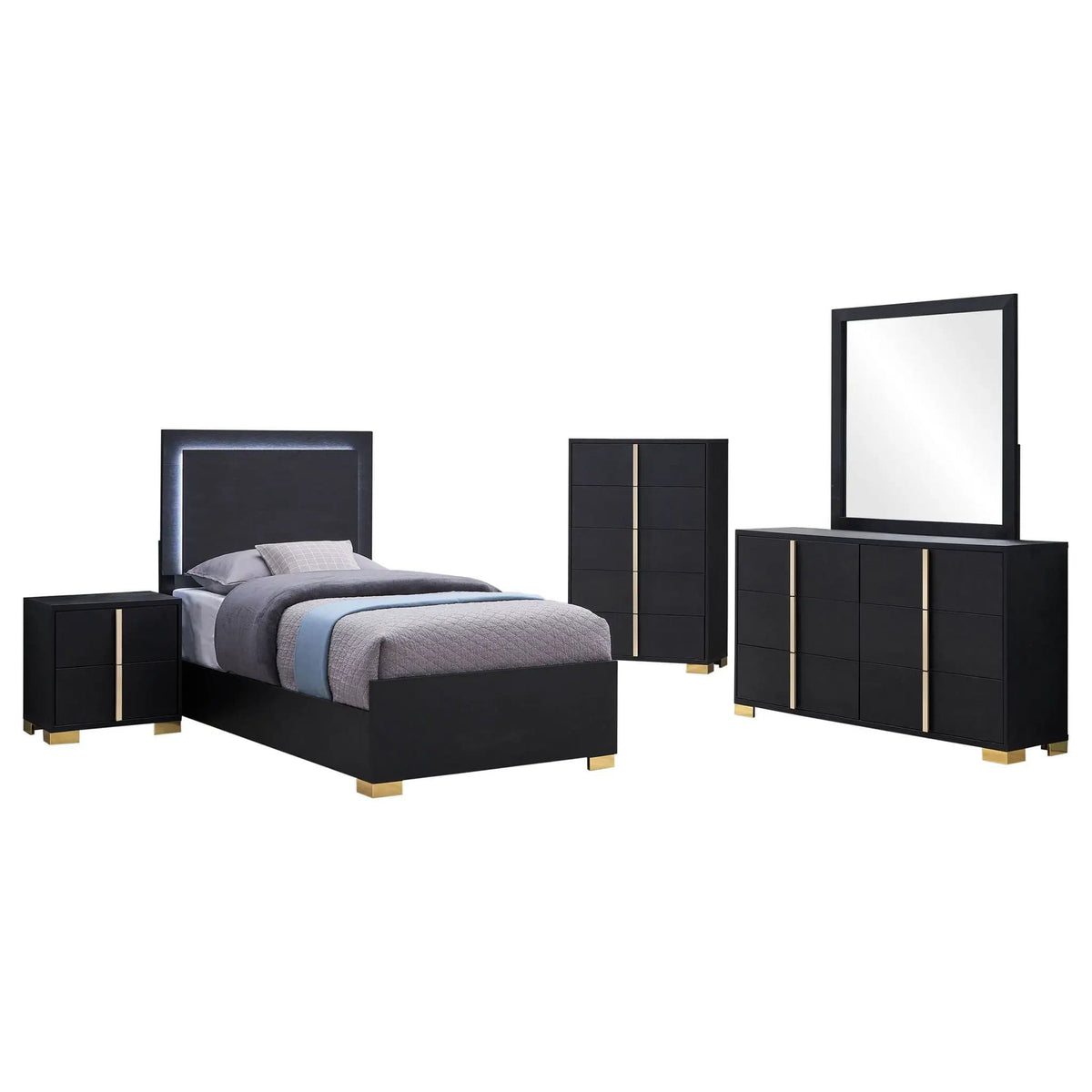 Marceline 5-piece Twin Bedroom Set | 5-Piece Set | Bedroom Furniture | Black