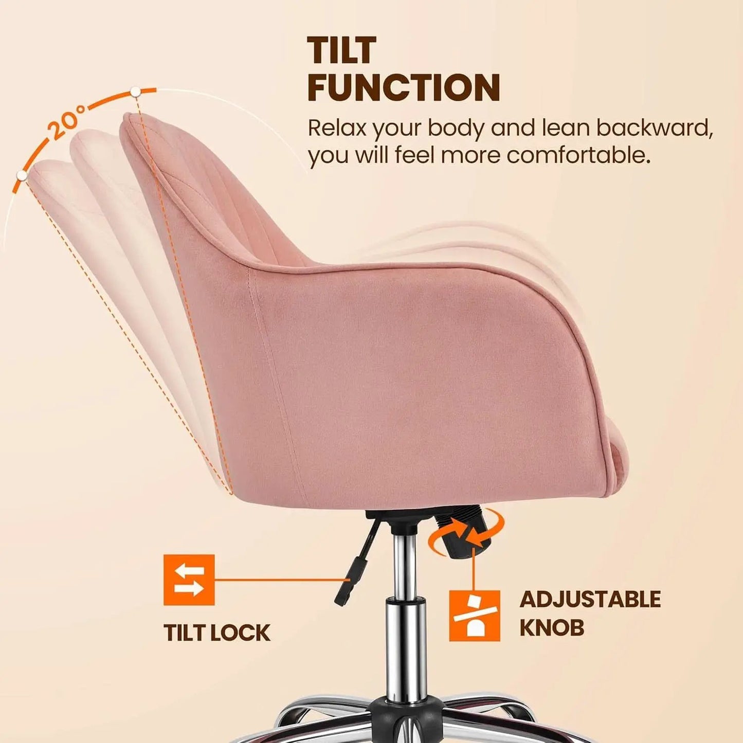 Pink Desk Chair With Adjustable Height For Home Office from PriceLows™