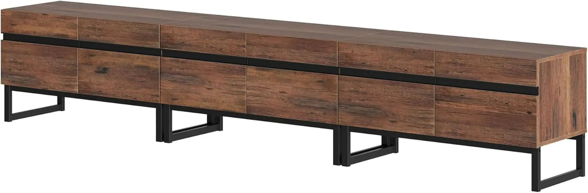 3 In 1 Modern TV Stand For TVs Up To 110 Inches With Storage Cabinets And Metal Base Walnut Brown from PriceLows™