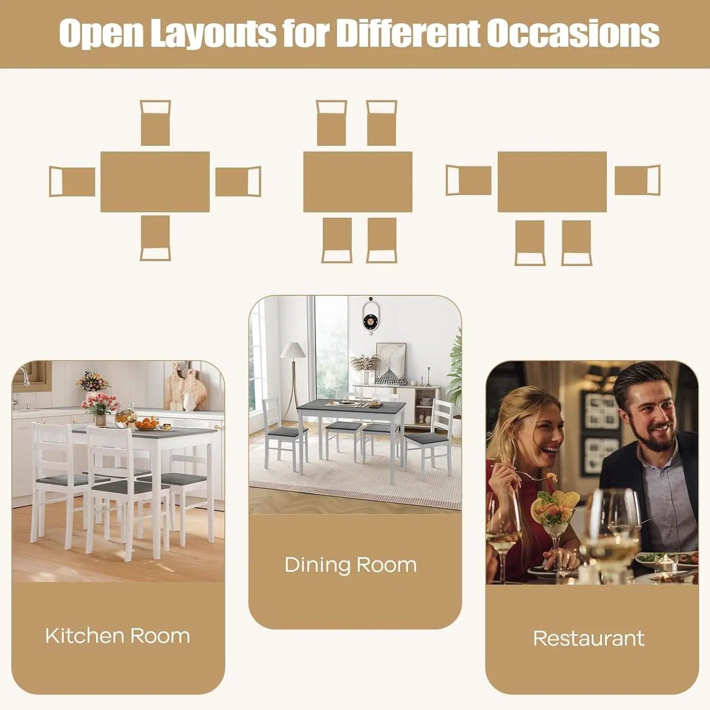 Handcrafted Solid Wood Mid Century Dinette Set Four from PriceLows™