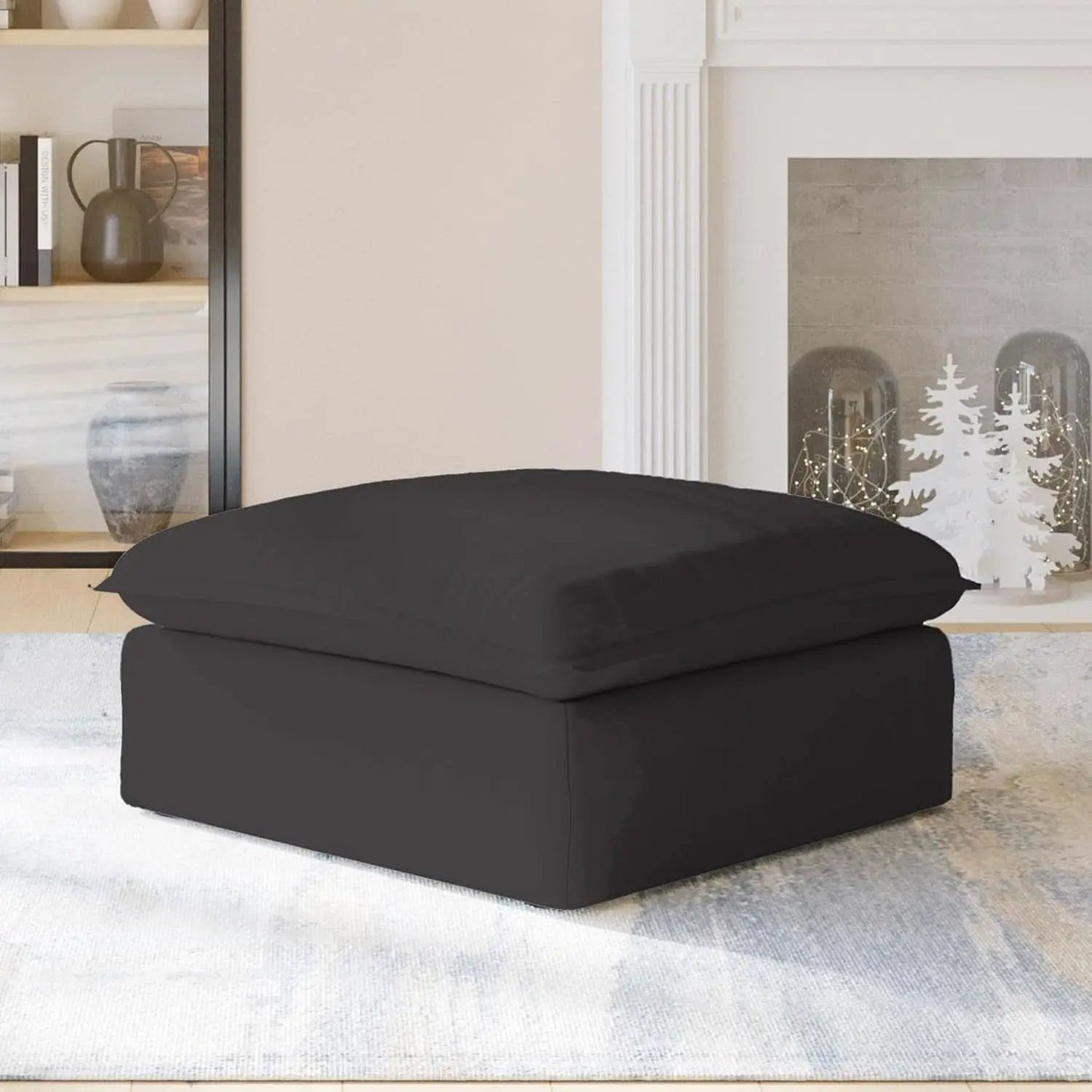 Black Storage Ottoman With Removable Cushion Covers from PriceLows™