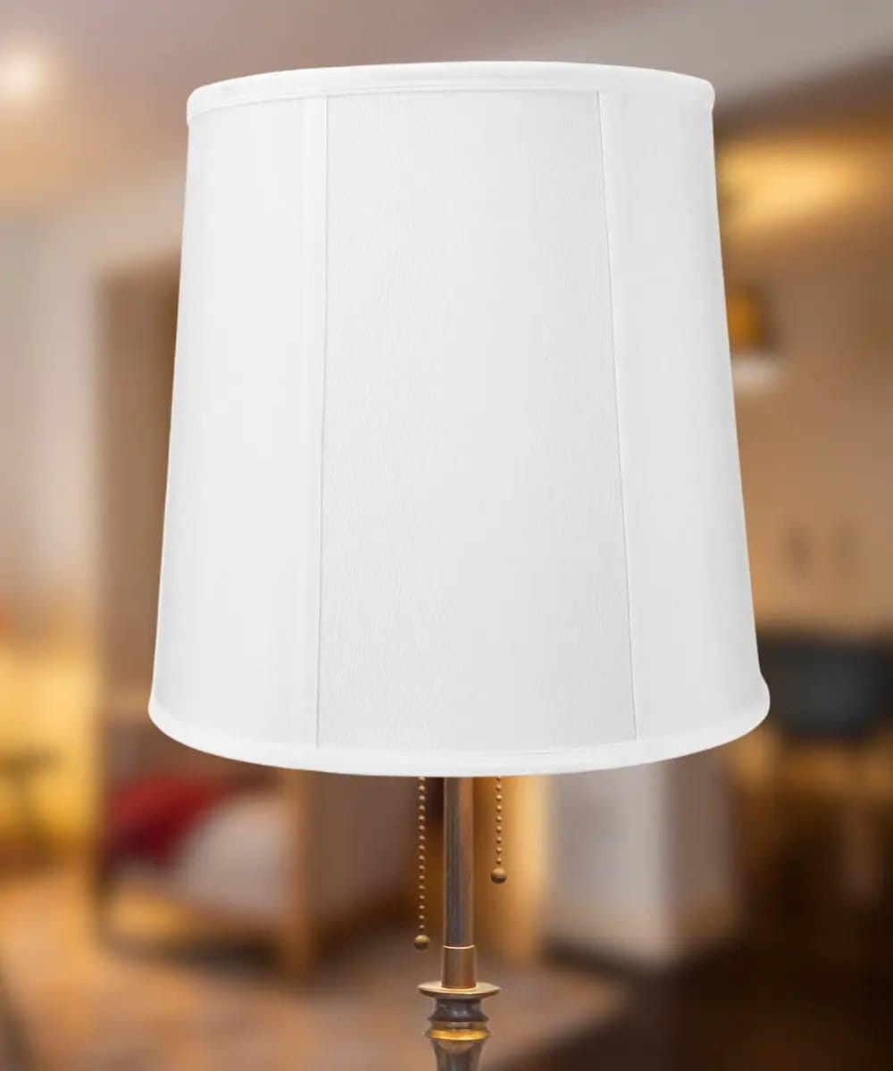 Drum Lampshade | White Linen | Heavy Metal Frame | 10 by 12 In