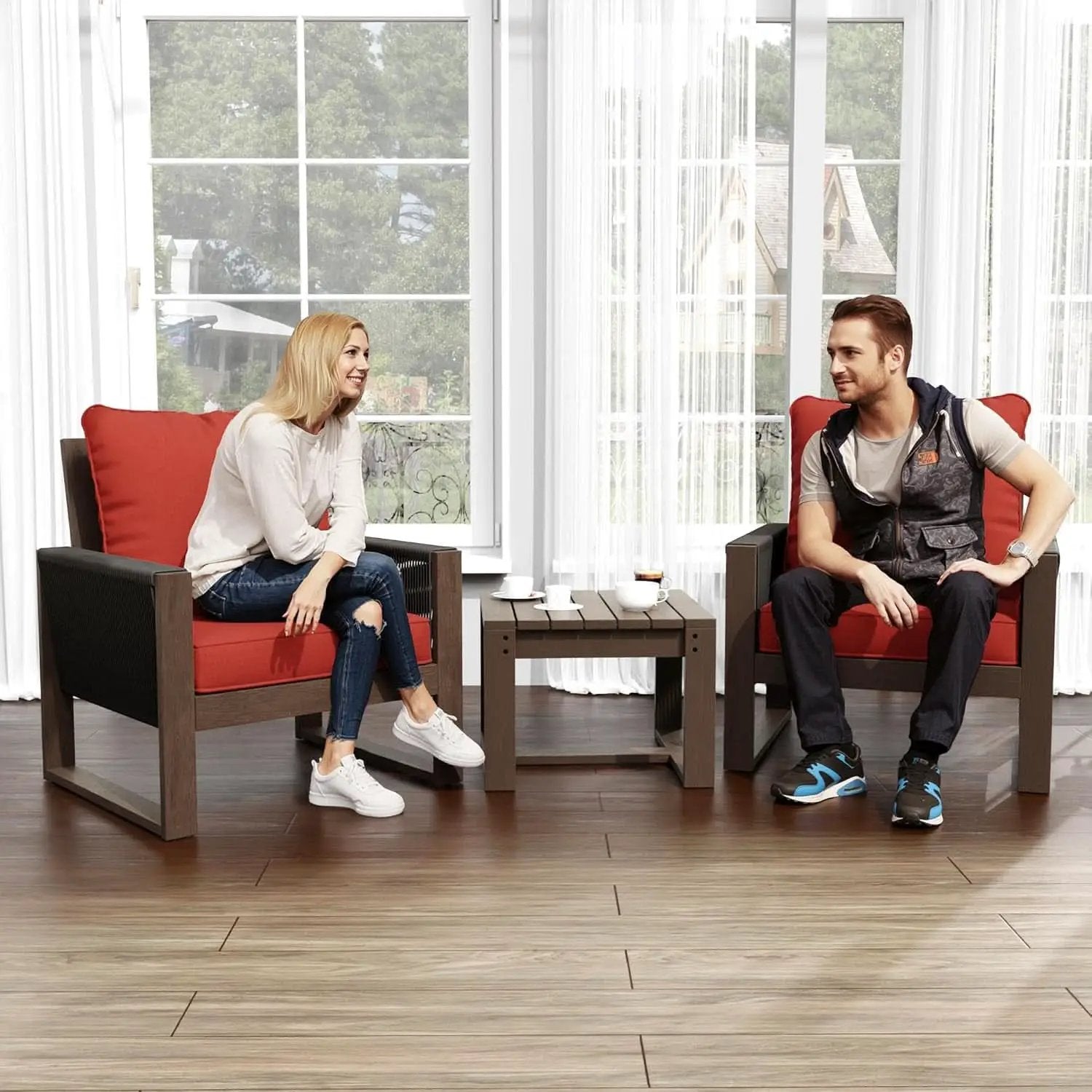 Outdoor 3 Piece Patio Furniture Set with Cushions from PriceLows™