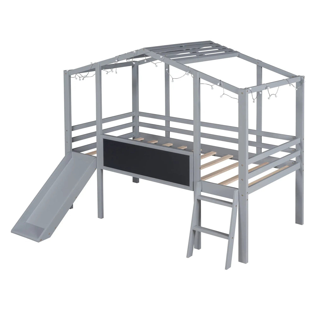 Loft House Bed | Ladder And Slide | Roof Light Strip | Safety Guardrail