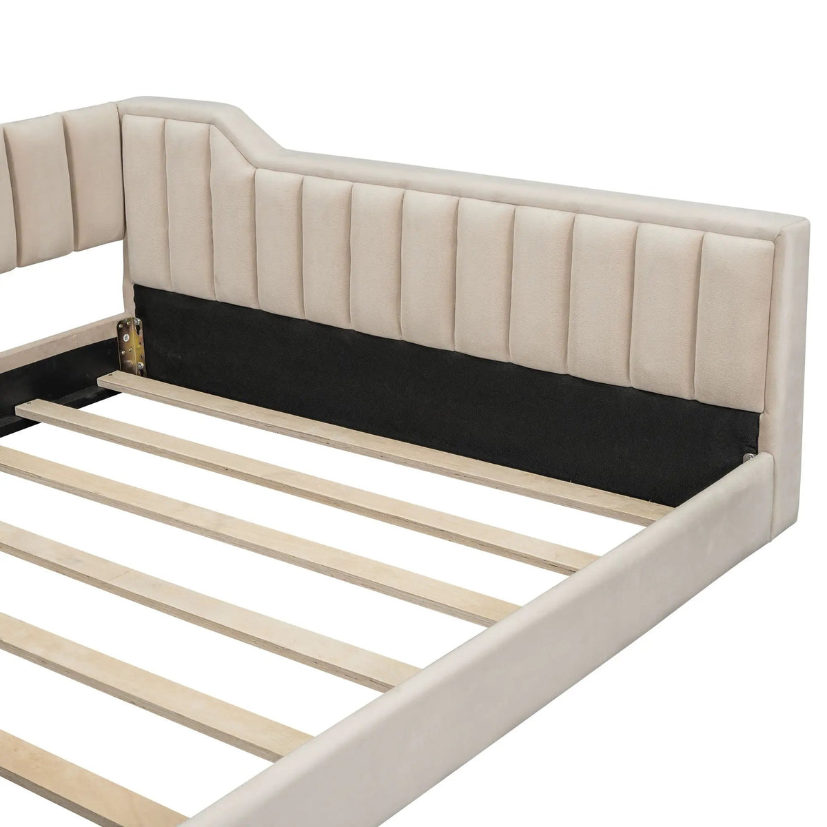 Compact Daybed | Side Storage Pocket | Vertical Stripe Upholstery | 87.8 Inch Length