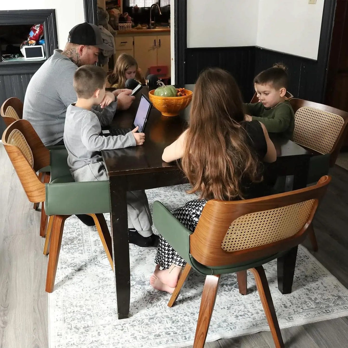 Ergonomic Walnut Swivel Dining Chairs With Armrests from PriceLows™