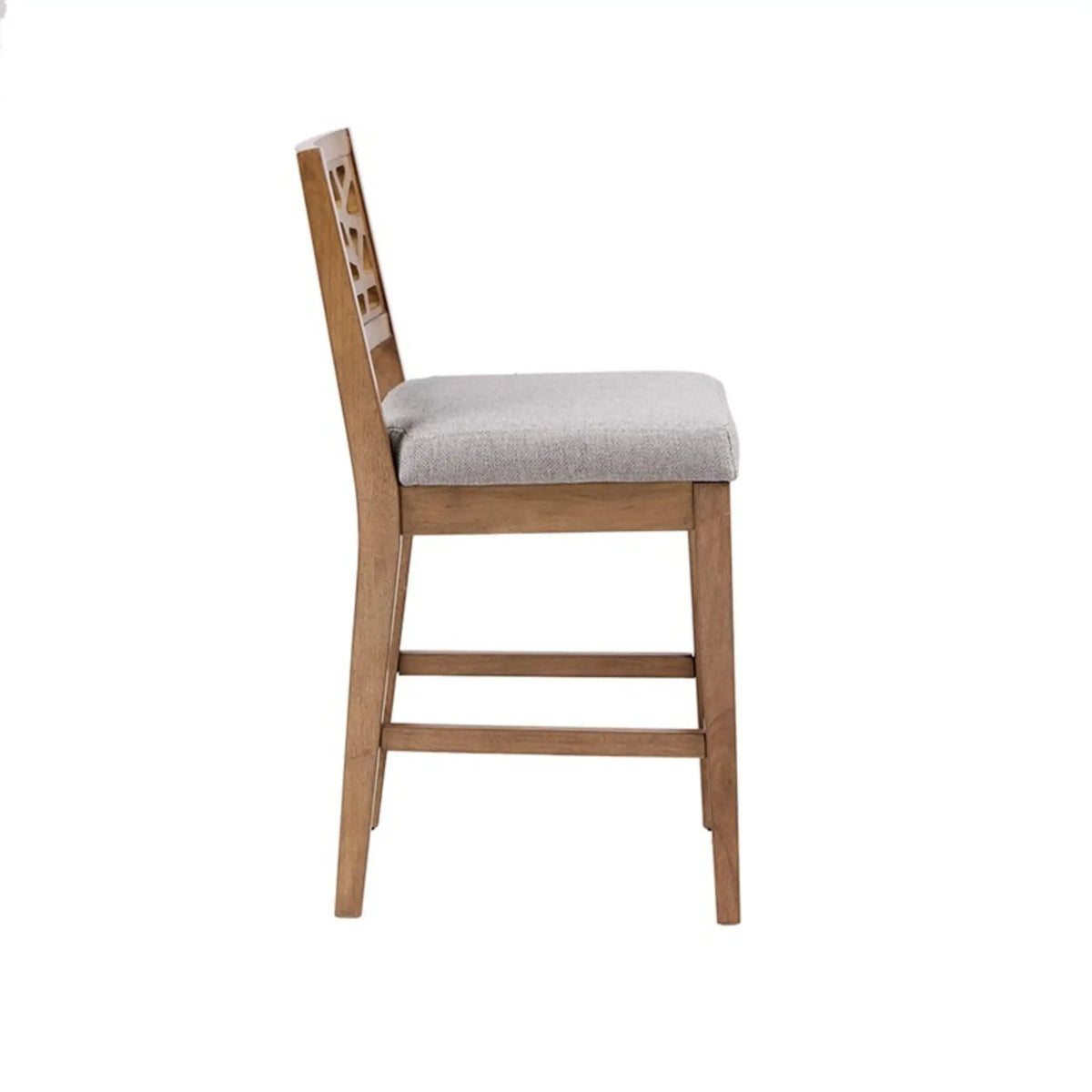Counter Stool | Light Gray | Carmel Oak Finish | Solid Wood Frame