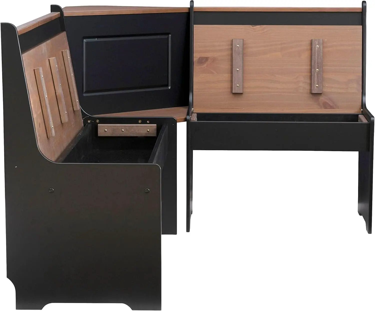 Black Pecan Five Seat Dining Set With Storage Benches from PriceLows™