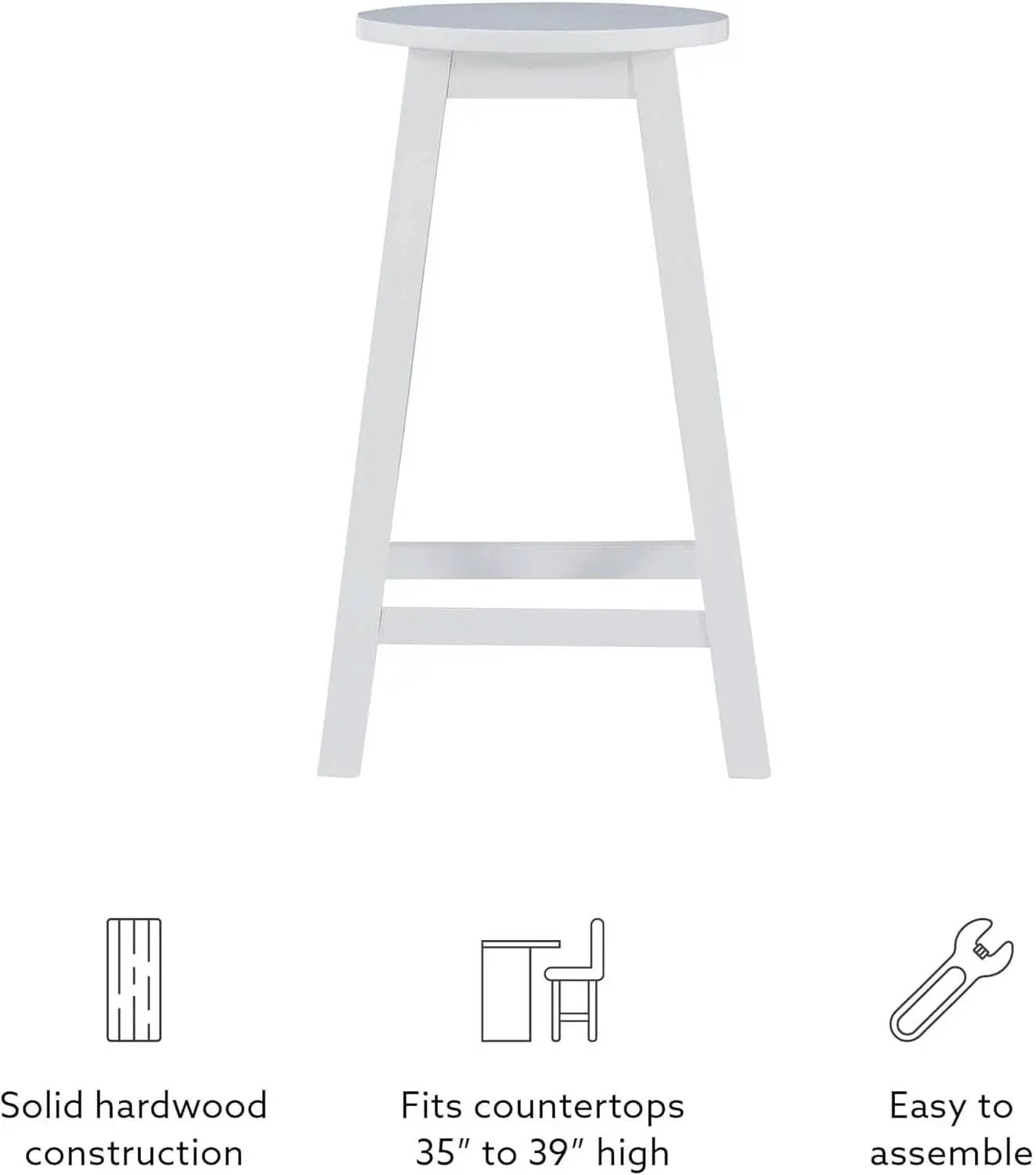Zeke White 24 Inch Counter Stool Modern Kitchen Seating from PriceLows™