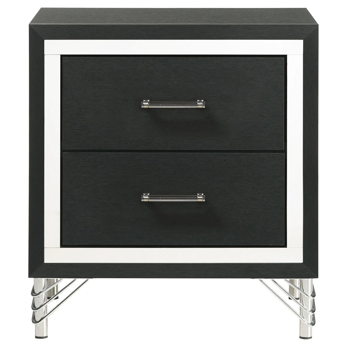 Lucia 2-drawer Nightstand Bedside Table | 21.75 x 17.25 x 24.25 in | Metal | Black