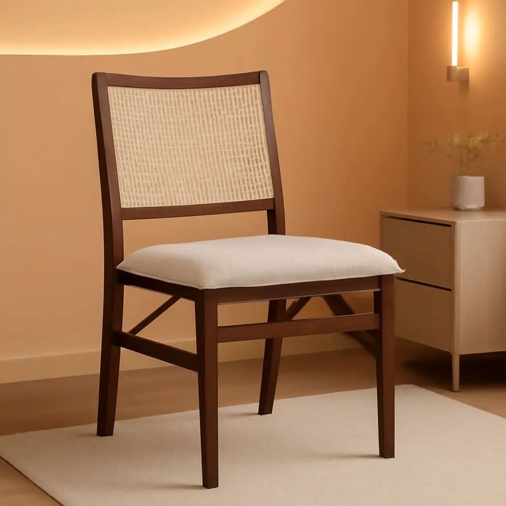 Kasi Brown Natural Rattan Cane Foldable Dining Side Chair from PriceLows™