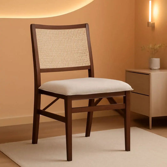 Kasi Brown Natural Rattan Cane Foldable Dining Side Chair from PriceLows™