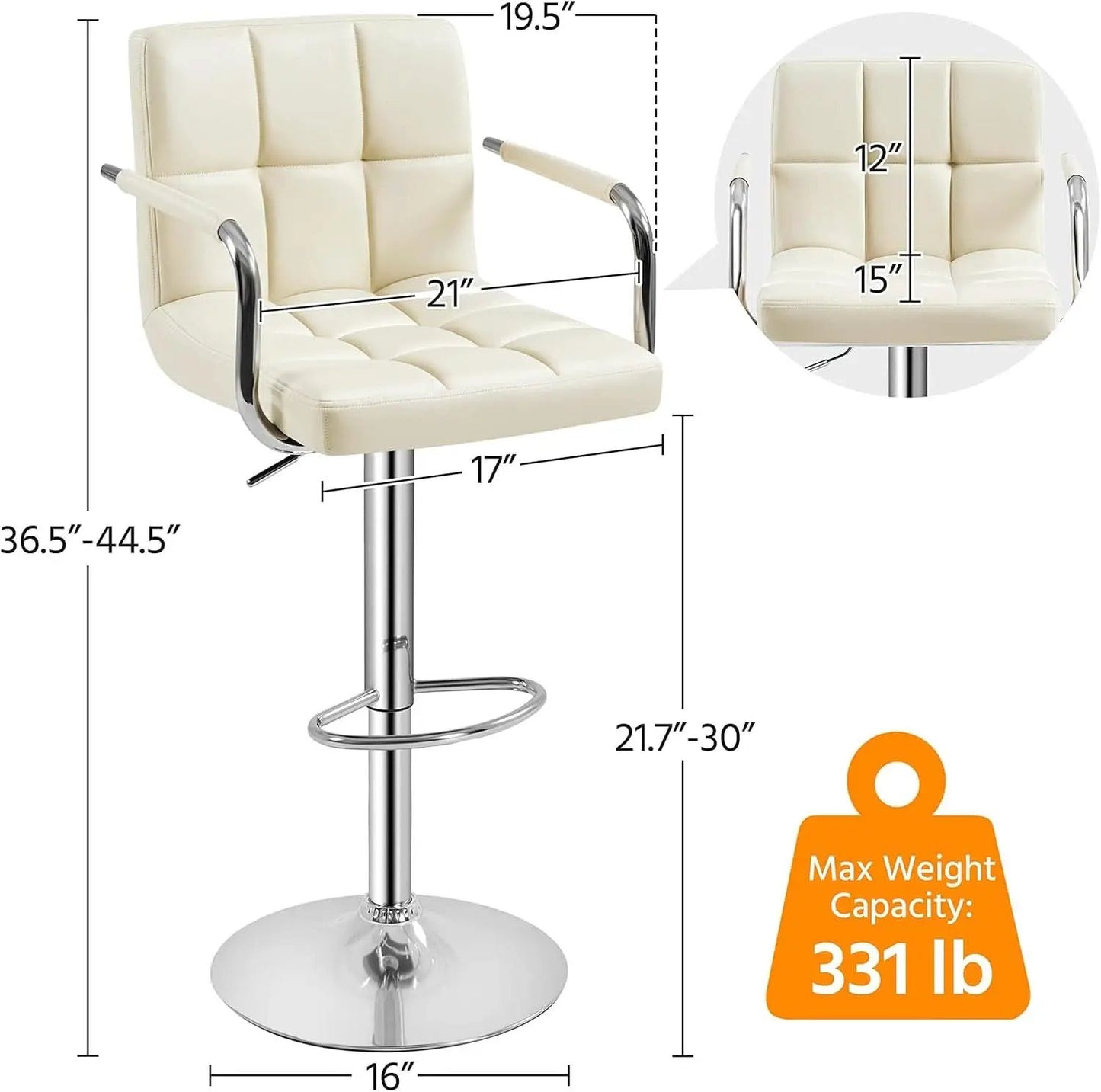 Beige Tall Bar Stools Adjustable Swivel Set Of Two from PriceLows™