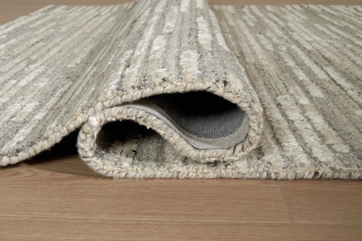 Eljory Area Rug | 108 x 143 Inch | Gray Abstract Stripe | Hand Tufted