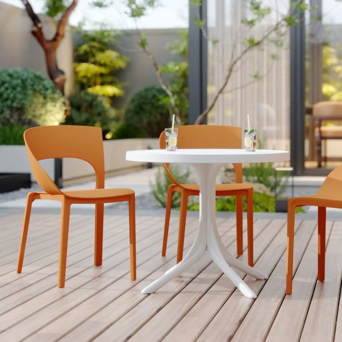 4 Piece Set Of Modern Designed Single Chairs With Round Table | 4-Piece Set | Metal | Outdoor Living