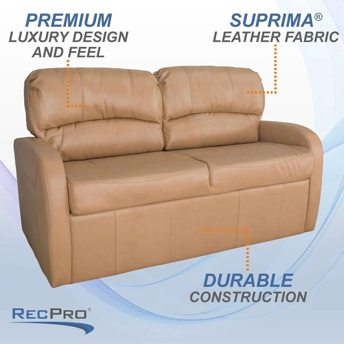 65 Inch Jack Knife RV Sleeper Sofa Toffee Leather PUPro Plus from PriceLows™