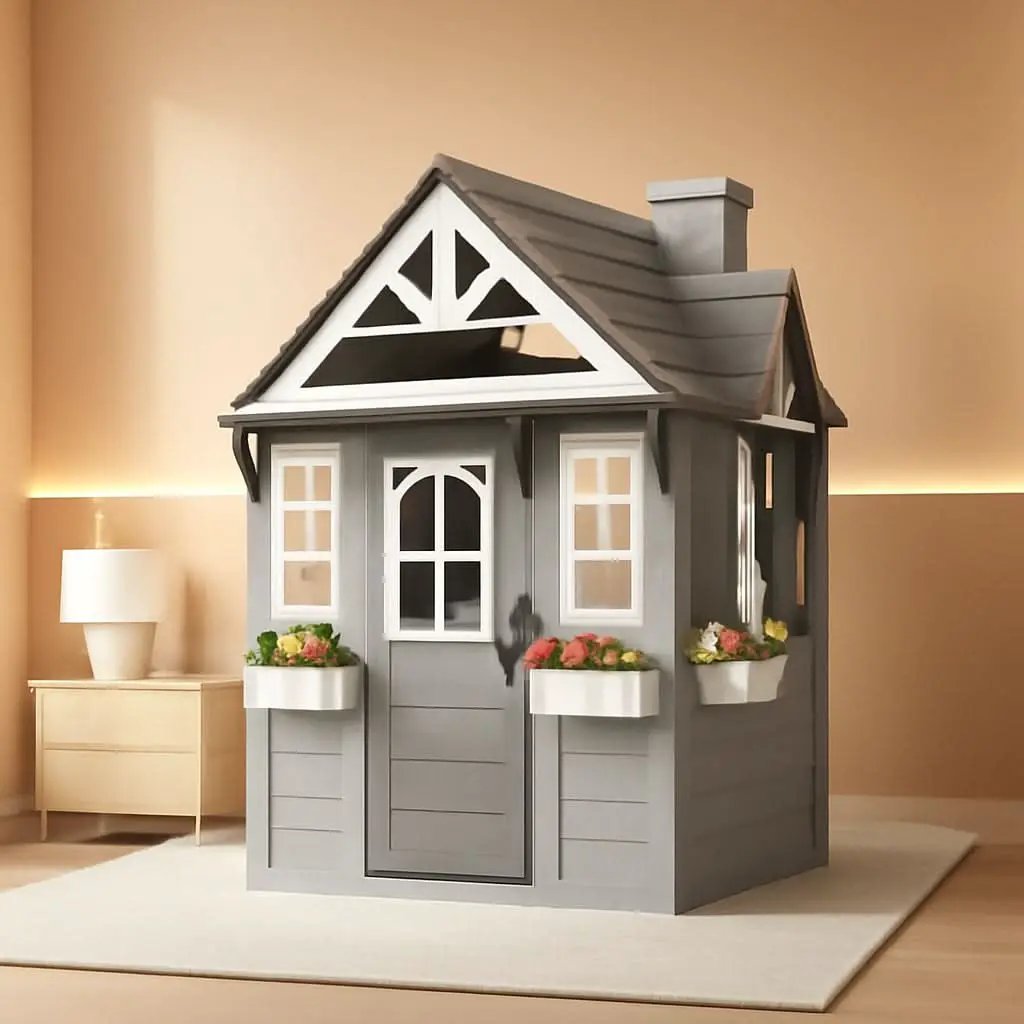 Gray Cedar Outdoor Playhouse With Realistic Kitchen from PriceLows™