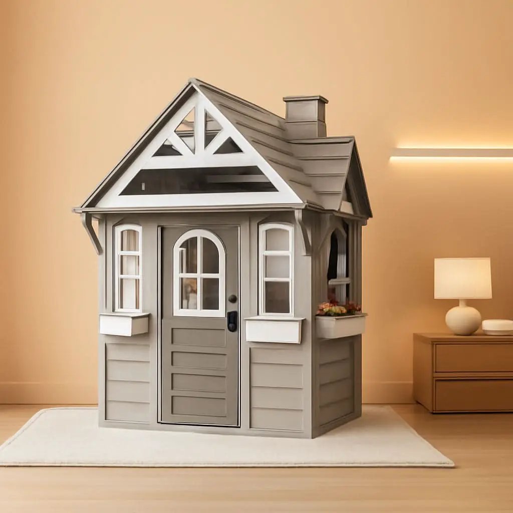 Kids Outdoor Playhouse Cedar Gray Weather Resistant from PriceLows™