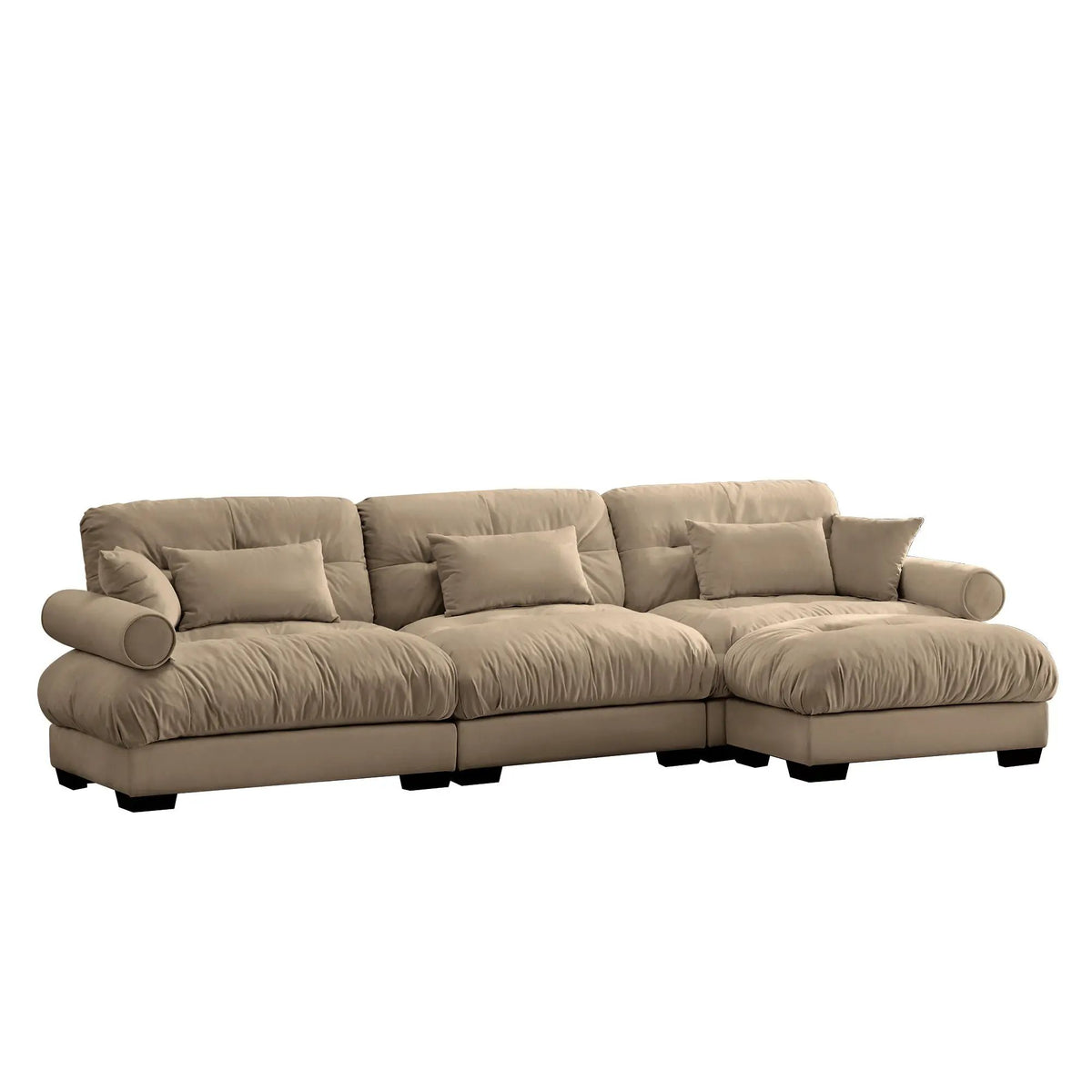 Modern Sectional Sofa | With Ottoman | Deep Seat Cushions | Throw Pillows
