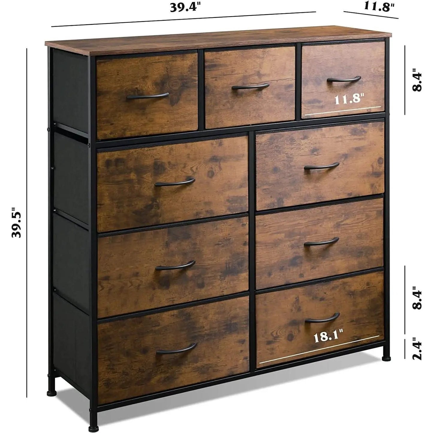 Dark Grey Chest Of Drawers With Wood Top For Bedroom Storage from PriceLows™