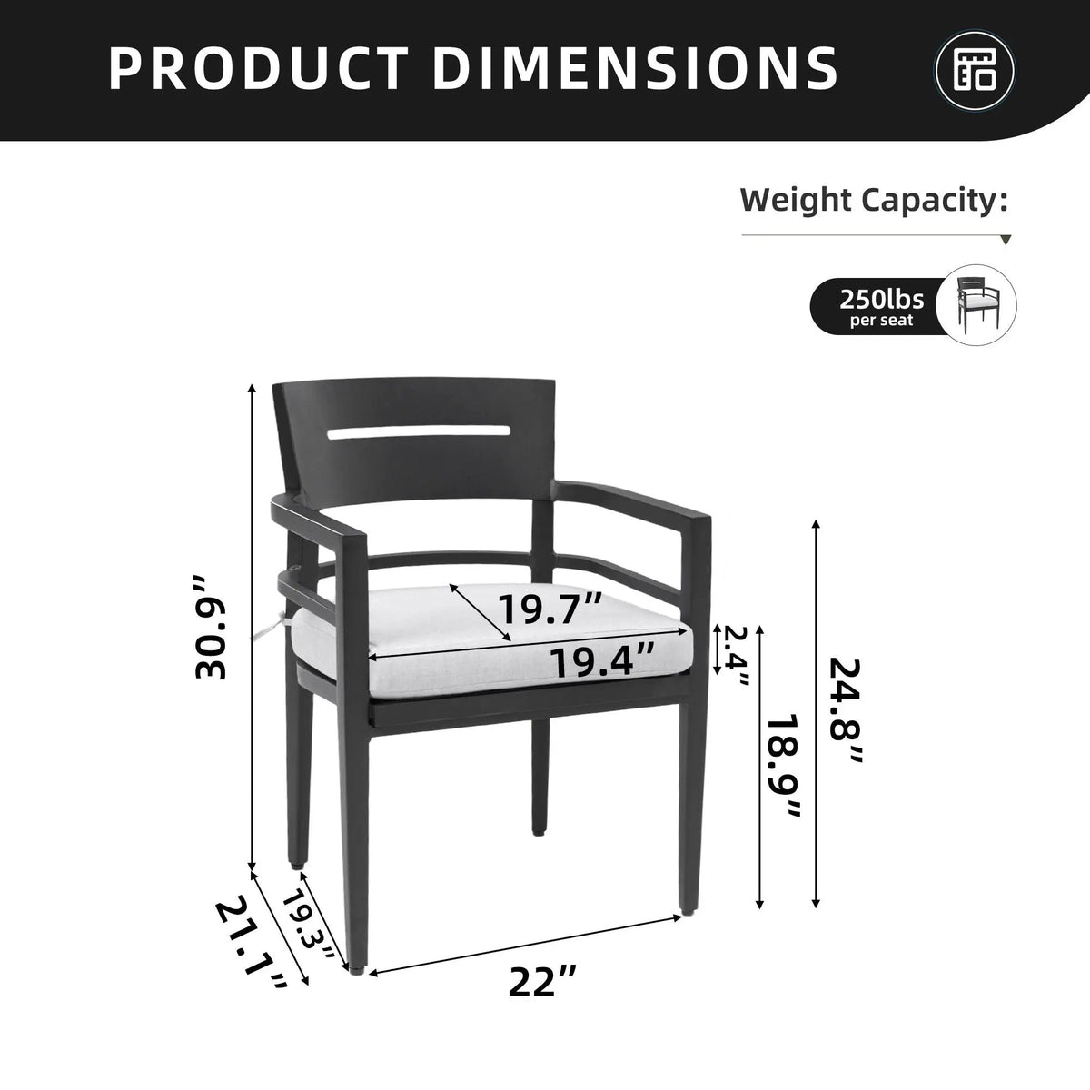 Patio Dining Chairs | Aluminum Frame | Sunbrella Cushions | Set Of Four