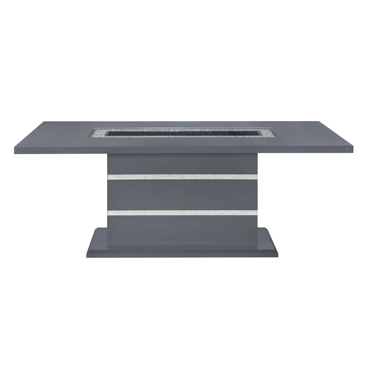 Ariya Dining Table | 79 Inch Width | High Gloss Finish | Glitter Detailing