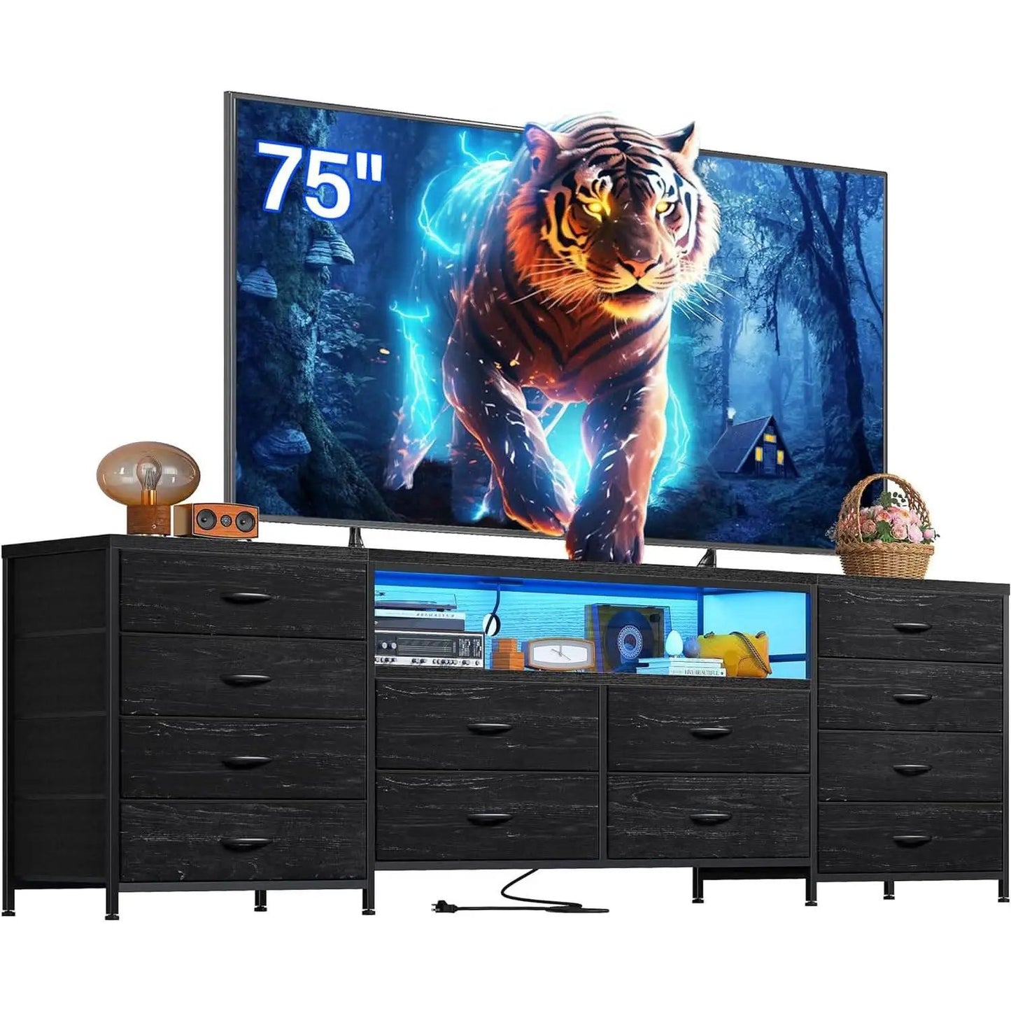 Black Dresser With 75 Inch TV Stand For Living Room from PriceLows™