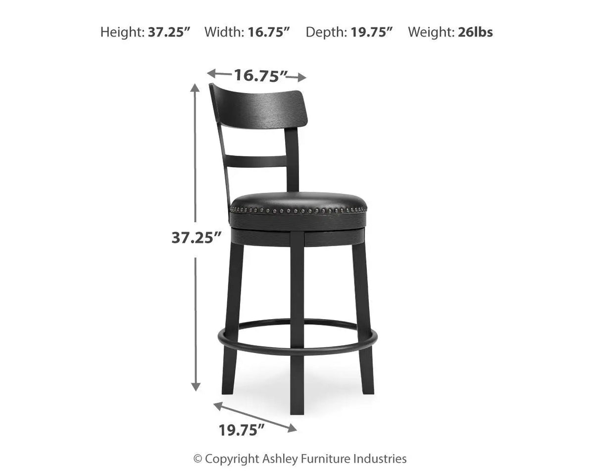 Valebeck Swivel Stool | Full Back | Rustic-Industrial Style | Barstool Height