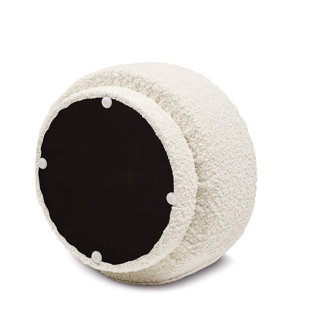 Fuji Mushroom Footstool Ottoman | Faux Shearling Upholstery | 15 Inch Diameter | Compact Size