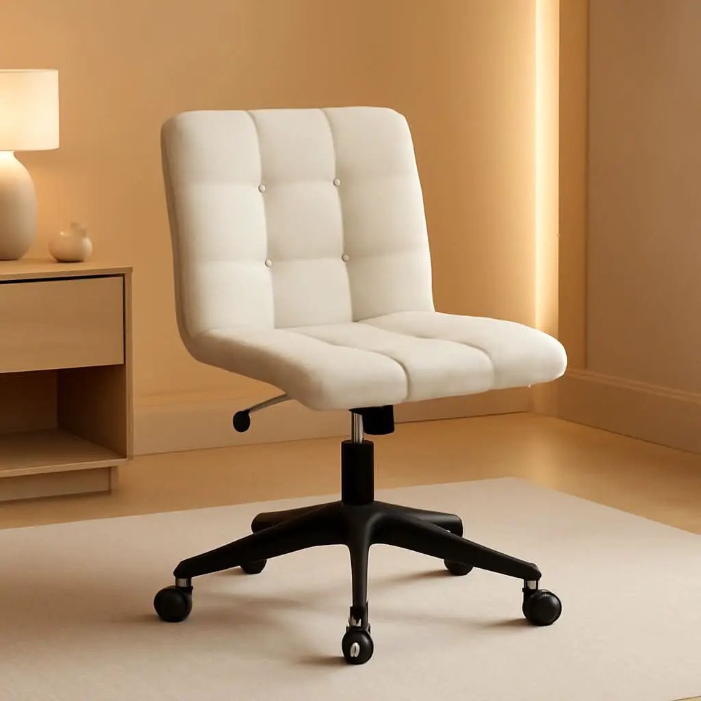 Height Adjustable Swivel Office Chair With Wheels Beige from PriceLows™