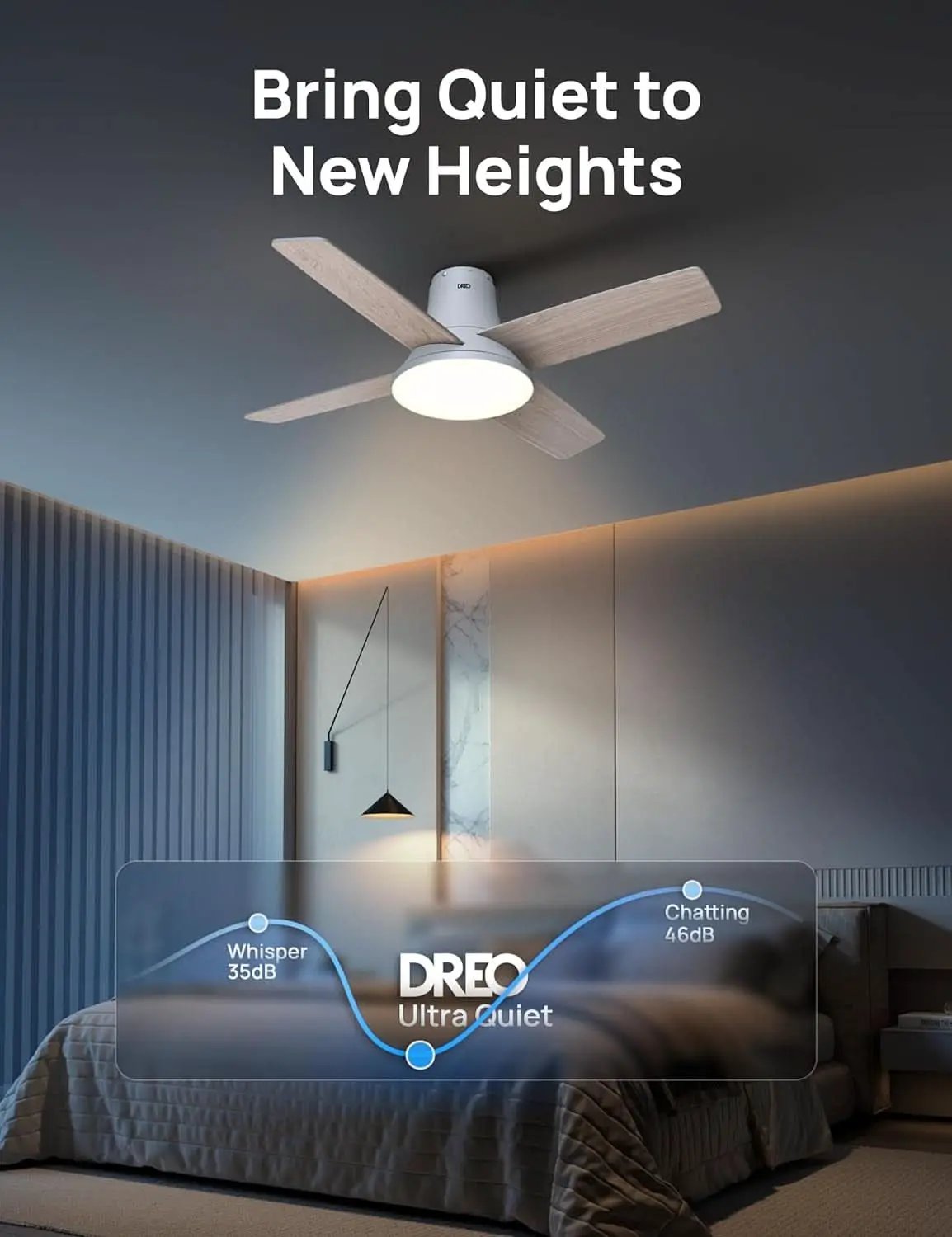 44 Inch Ceiling Fan With Lights White Remote Control from PriceLows™