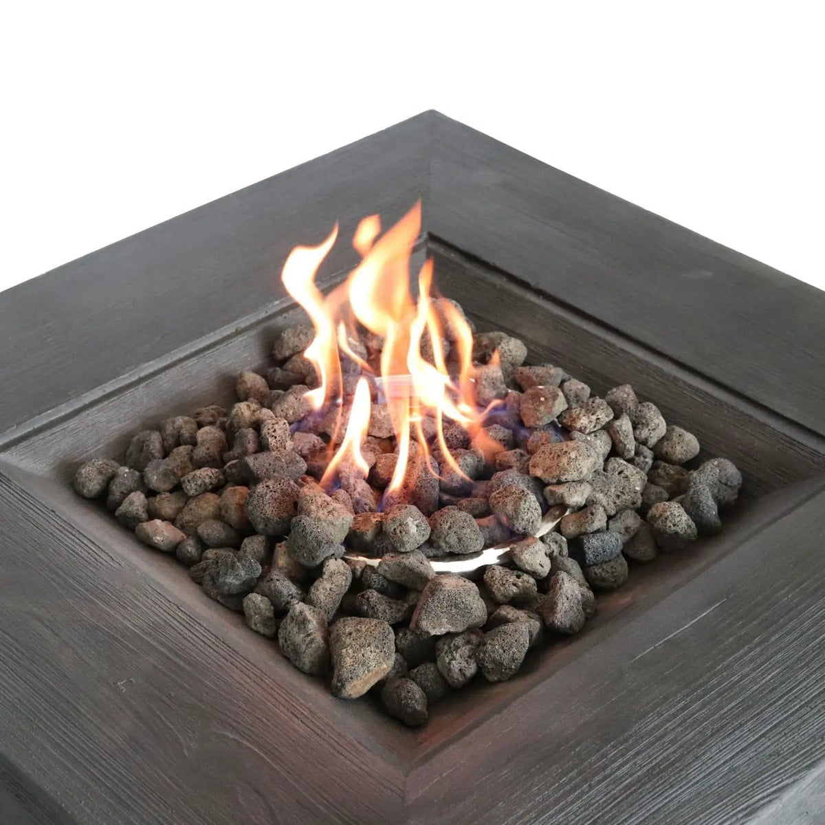 Fiber Reinforced Propane / Natural Gas Fire Pit Table - | 32 x 32 x 24 in | Concrete & Stainless Steel | Charcoal