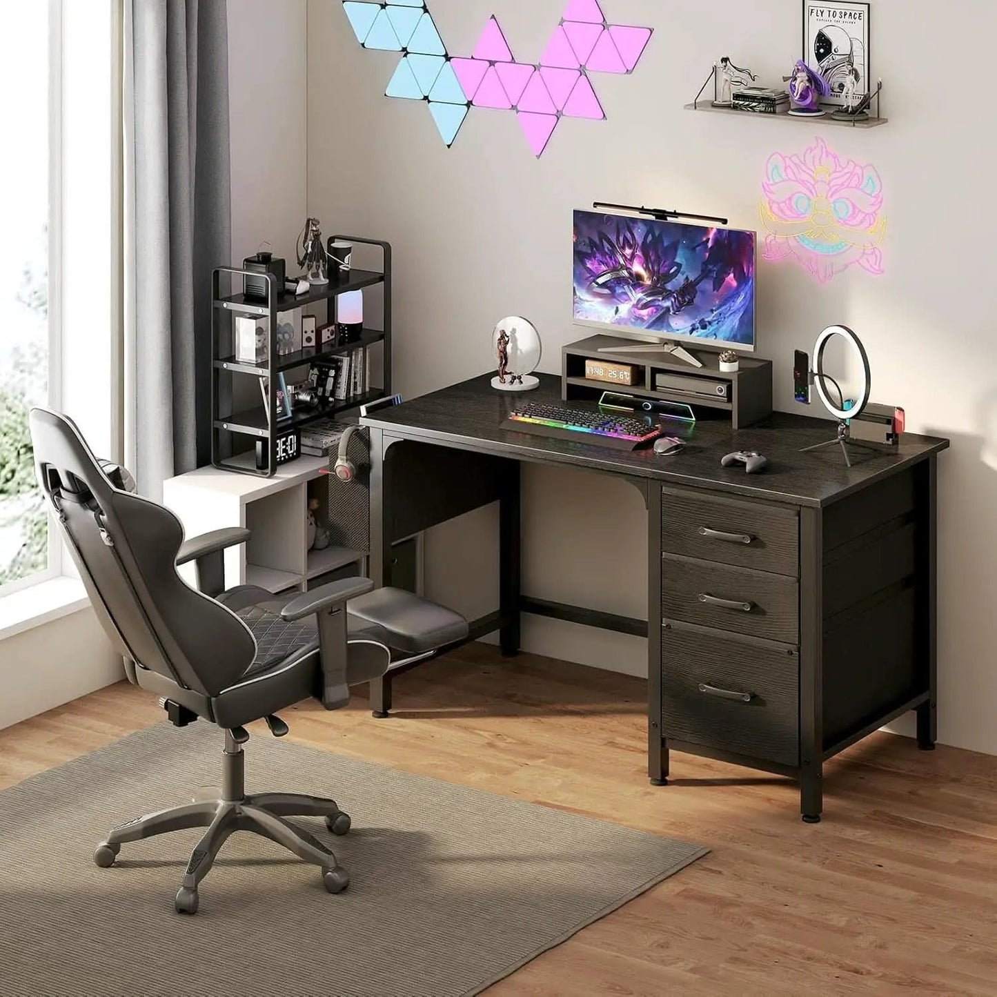 47 Inch Computer Desk With File Drawers For Small Space from PriceLows™