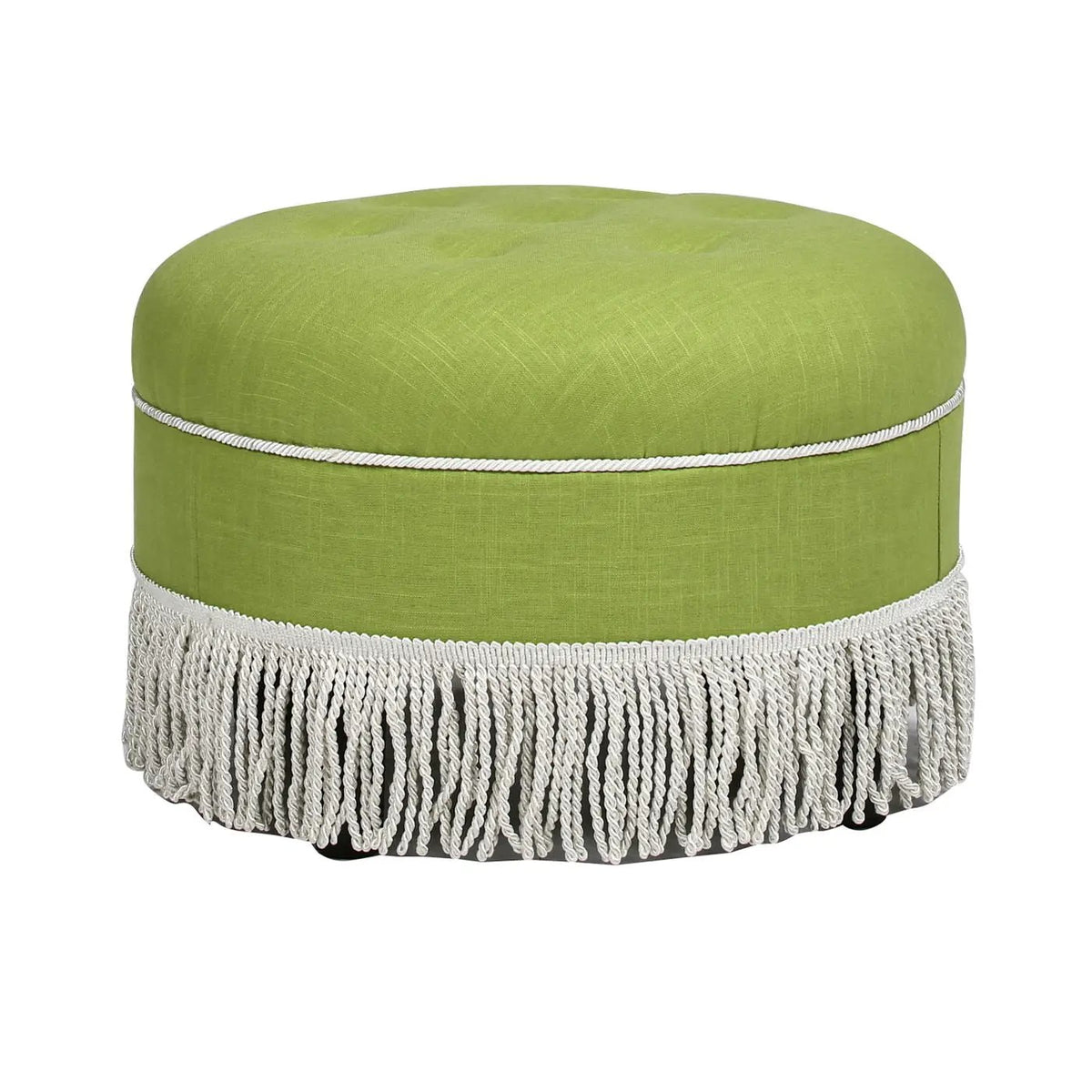 Yolanda Round Accent Ottoman | Handcrafted Quality | Kiln-Dried Hardwood Frame | 16 Inch Height