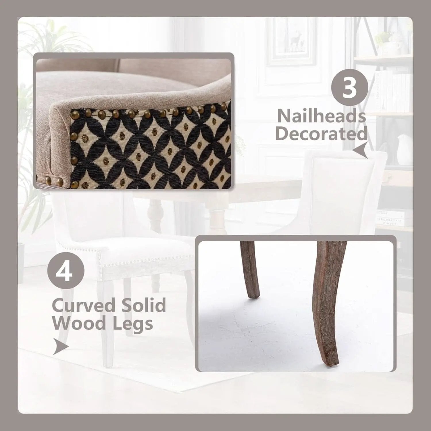 Beige Patterned Modern High Back Dining Chairs Set from PriceLows™