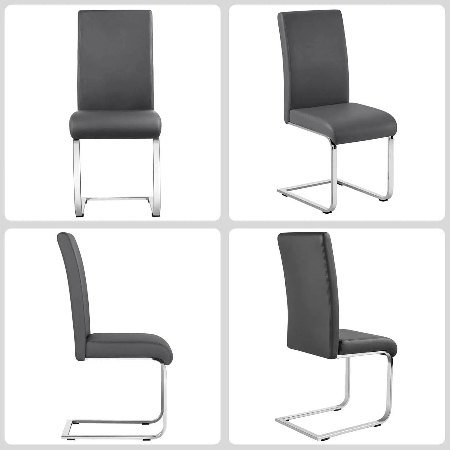 Gray High Back Leather Dining Chairs Set Of 2 For Kitchen from PriceLows™