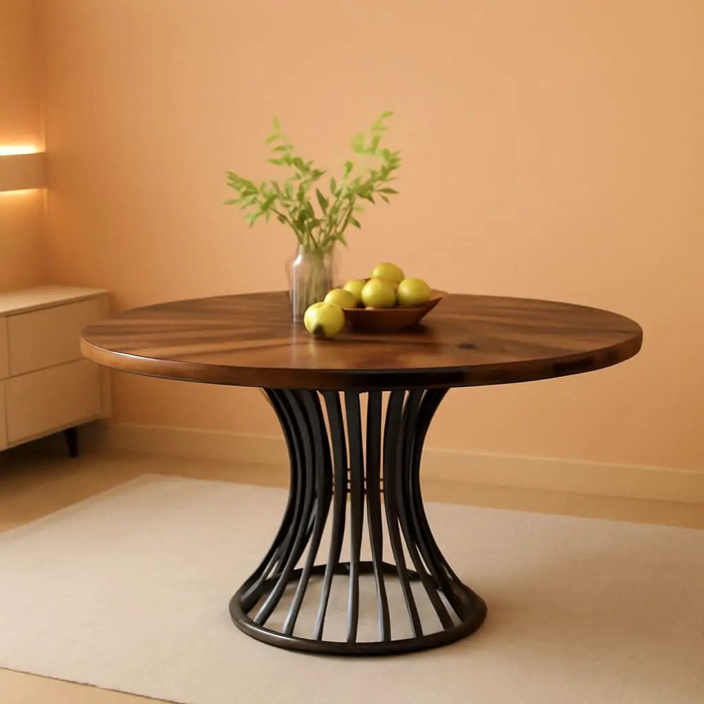 Round Dining Table 47 Inch Metal Base For Kitchen And Dining from PriceLows™