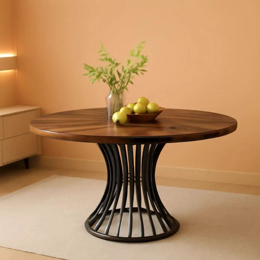 Round Dining Table 47 Inch Metal Base For Kitchen And Dining from PriceLows™