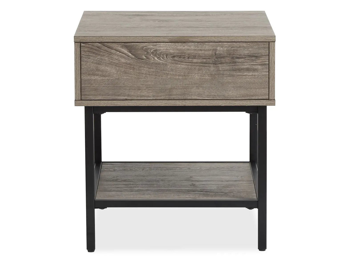 Fenwick Rectangular End Table | Whitetail Brown Finish | Matte Black Metal | Industrial Style